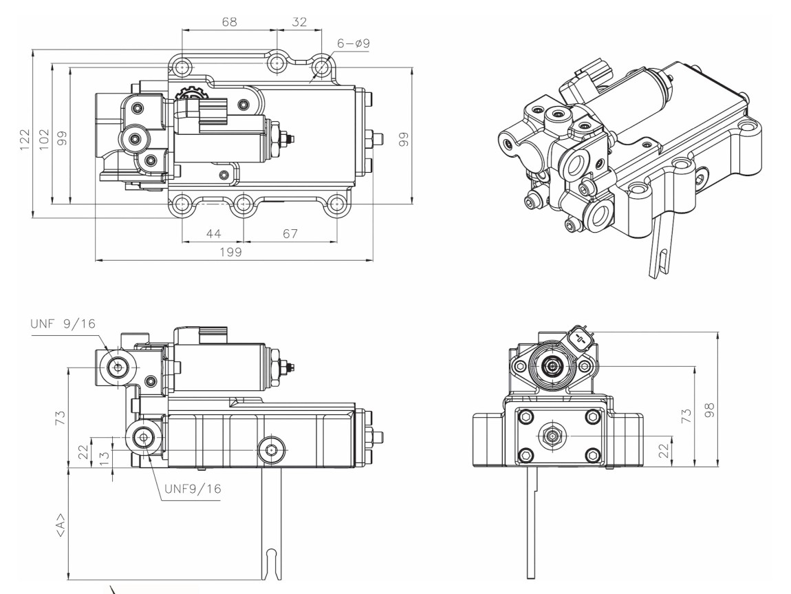 1E00 Type Pump Regulator dimension drawing