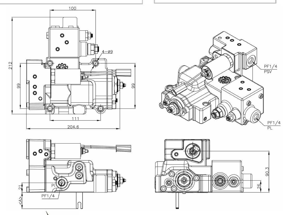5E29 Type Pump Regulator dimension drawing