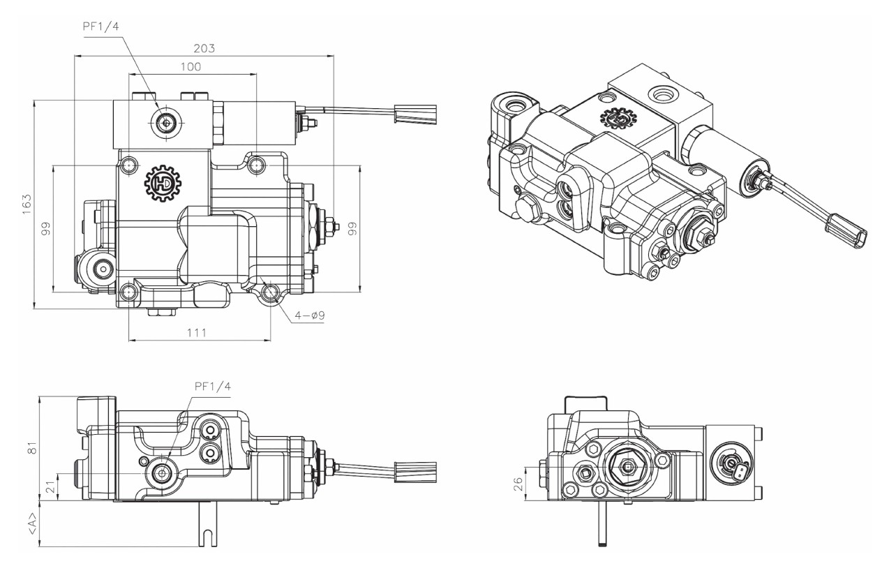 9P0F Type Pump Regulator dimension drawing