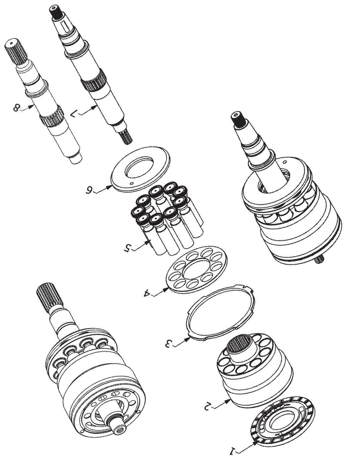 Caterpillar 215 / 225 / 235 / 245 Hydraulic Pump exploded parts diagram