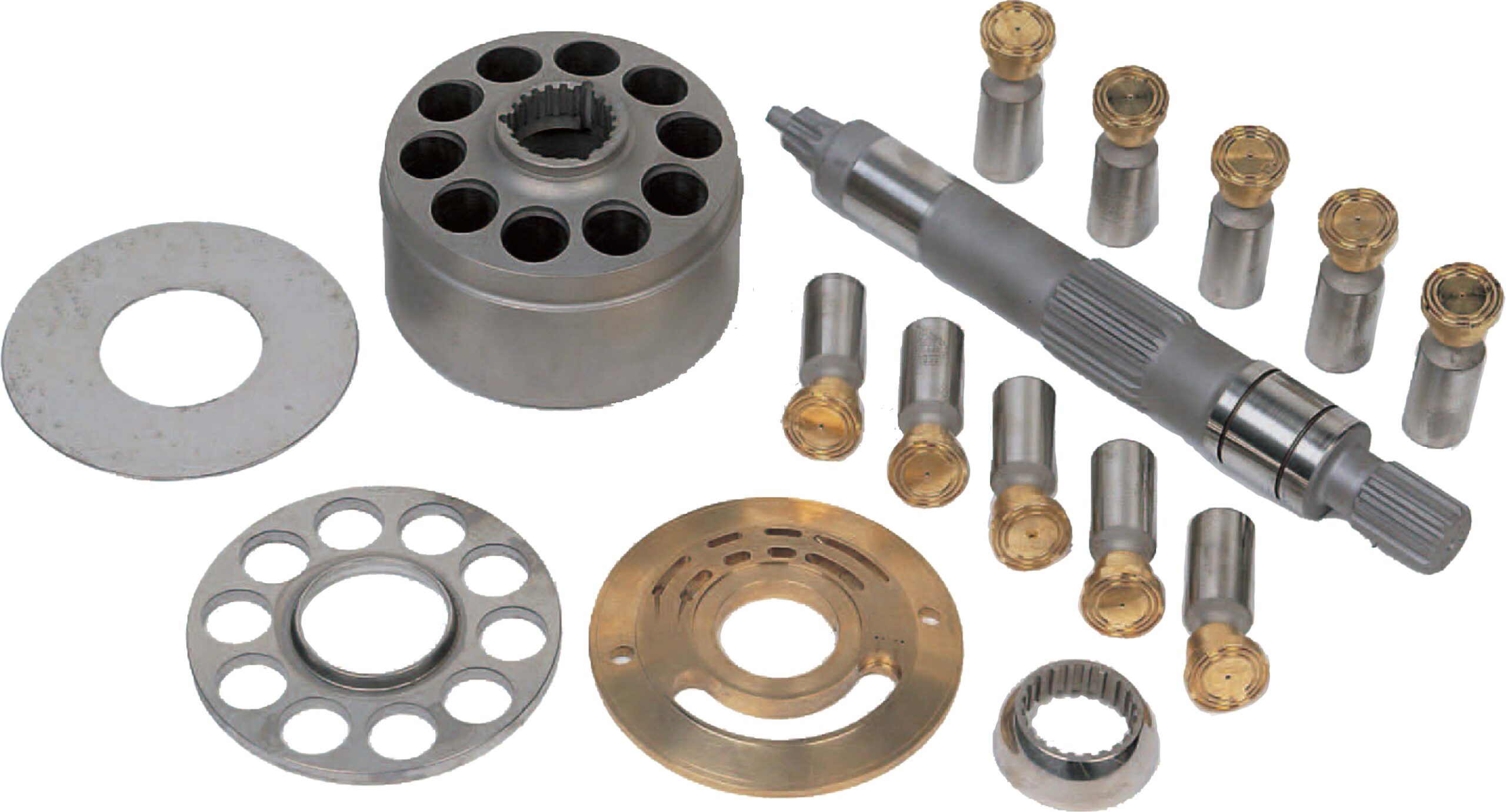 Caterpillar AP2D Hydraulic Pump Parts — cylinder blocks, valve plates, drive shafts, piston shoes and pistons