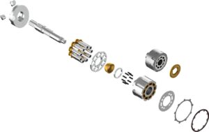 Caterpillar MCB172/180 Hydraulic Pump Parts — cylinder blocks, valve plates, drive shafts, piston shoes and pistons