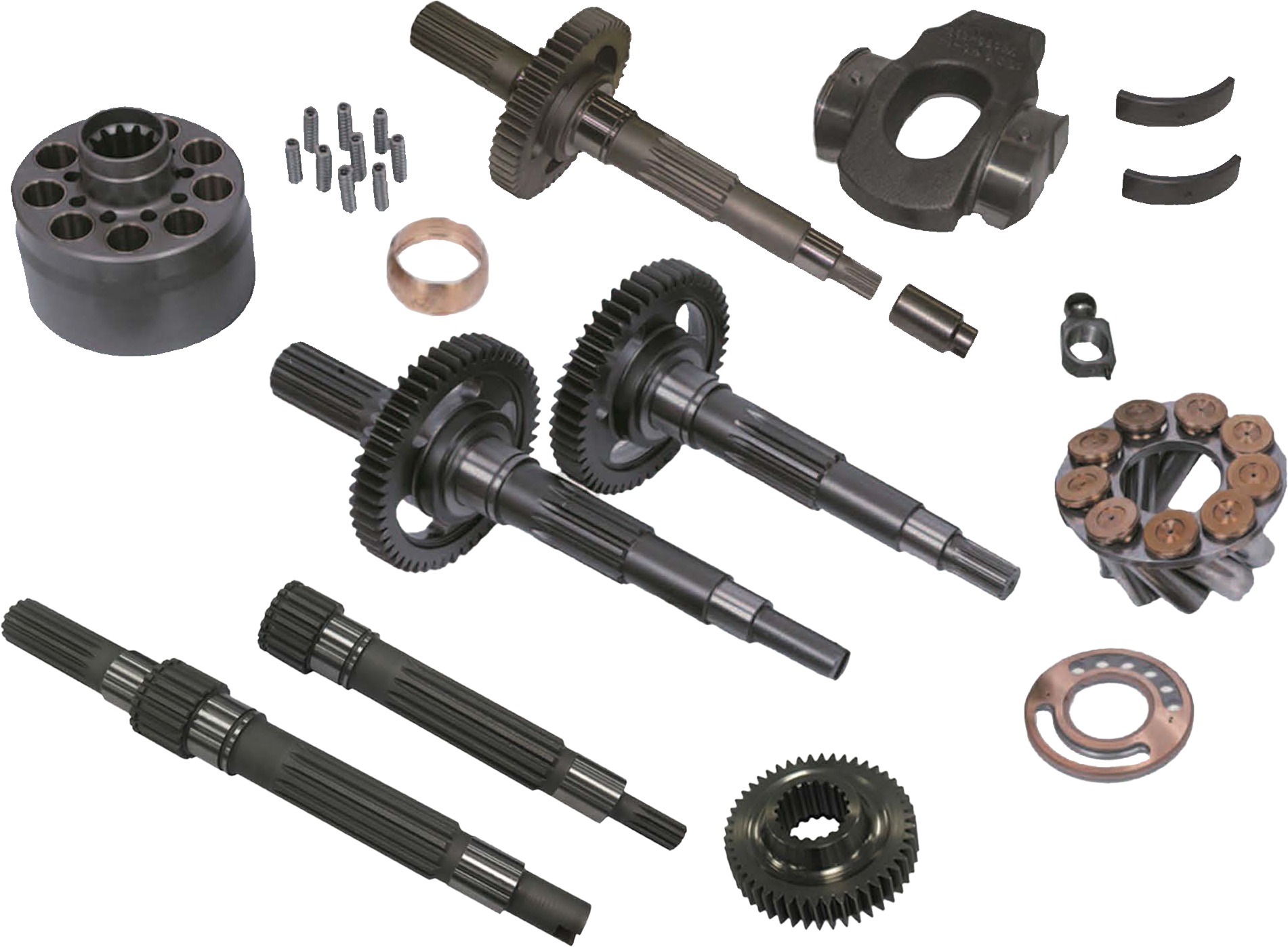 Caterpillar SBS Hydraulic Pump Parts — cylinder blocks, valve plates, drive shafts, piston shoes and pistons