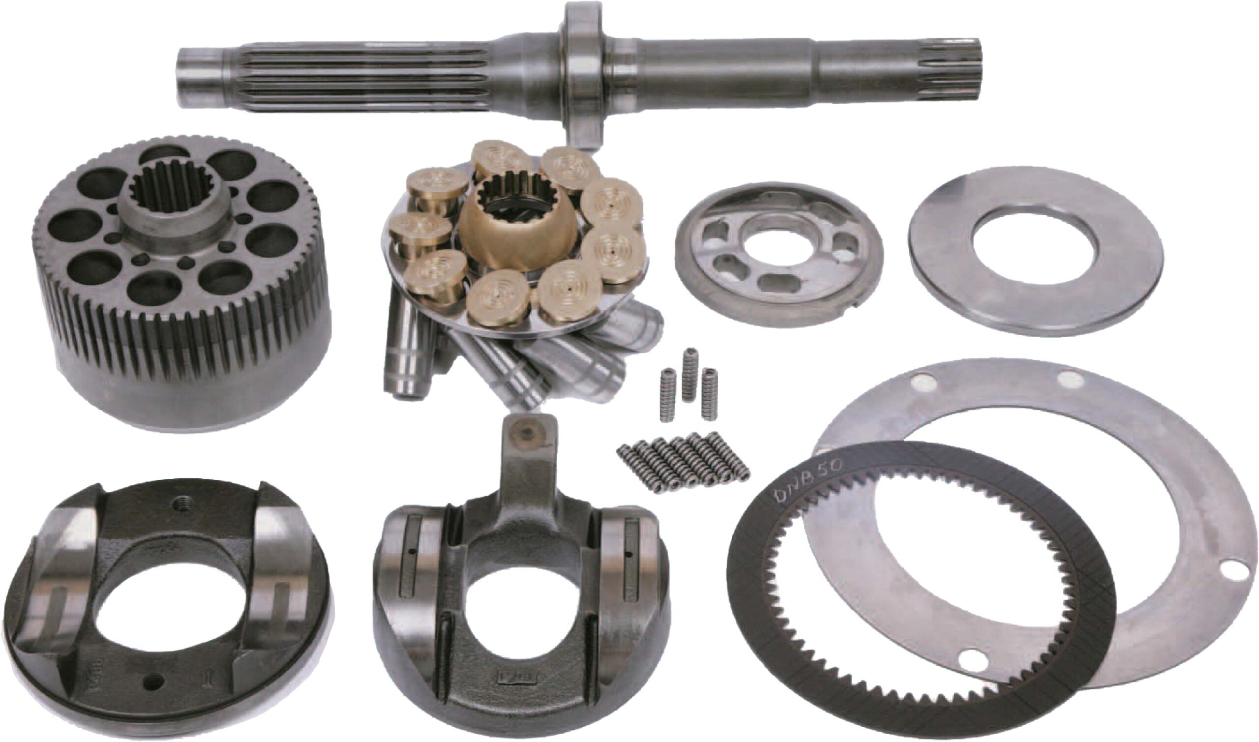 Eaton DNB50/60 Hydraulic Pump Parts — cylinder blocks, valve plates, drive shafts, piston shoes and pistons