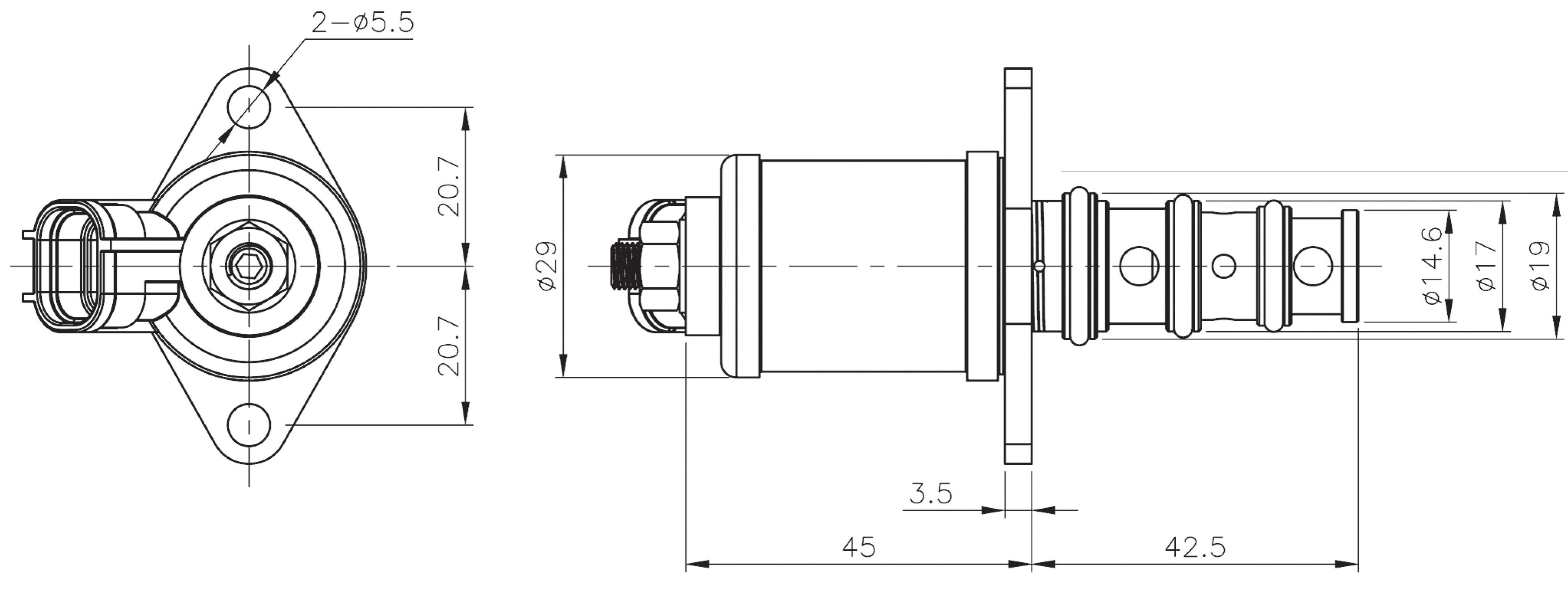 EPR Valve HPR2BN-40E2-242 for Hitachi HPVO118 — Negative Control dimension drawing