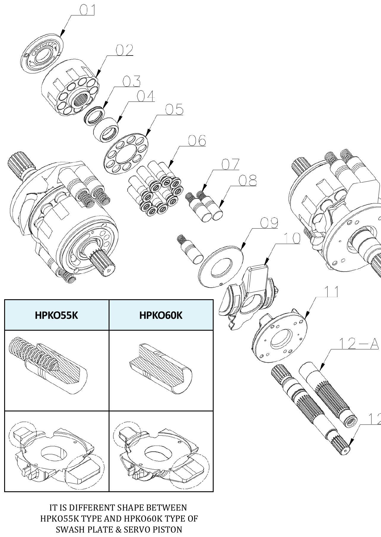 Hitachi HPKO Swing Motor exploded parts diagram