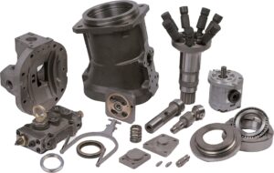 Hitachi HPV116/135/145 Hydraulic Pump Parts — valve plates, drive shafts, pistons, servo pistons and rotors