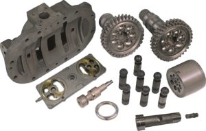 Hitachi HPVO91DW Hydraulic Pump Parts — valve plates, drive shafts, pistons, servo pistons and rotors