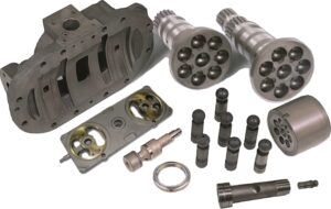 Hitachi HPVO91EW Hydraulic Pump Parts — valve plates, drive shafts, pistons, servo pistons and rotors