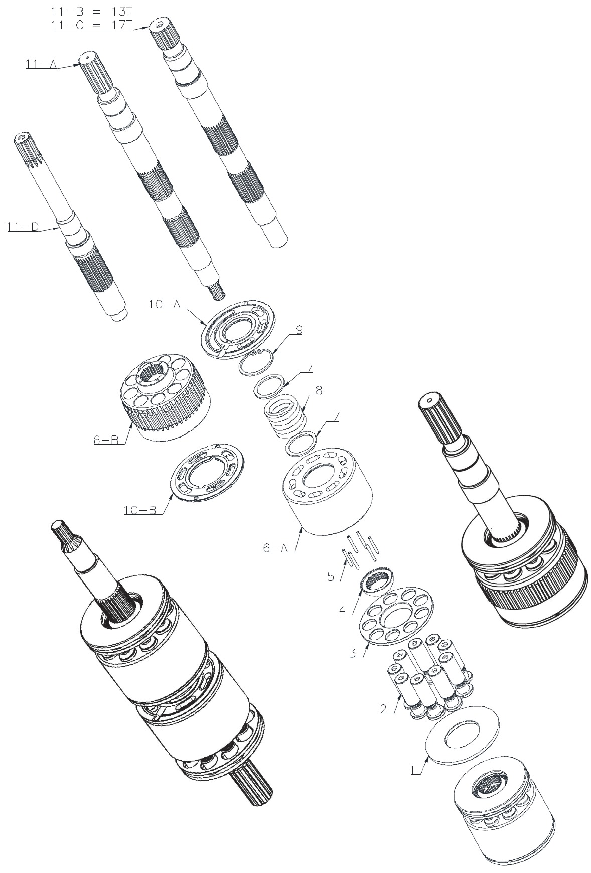 Kawasaki NVK45-DNB08 Hydraulic Pump exploded parts diagram