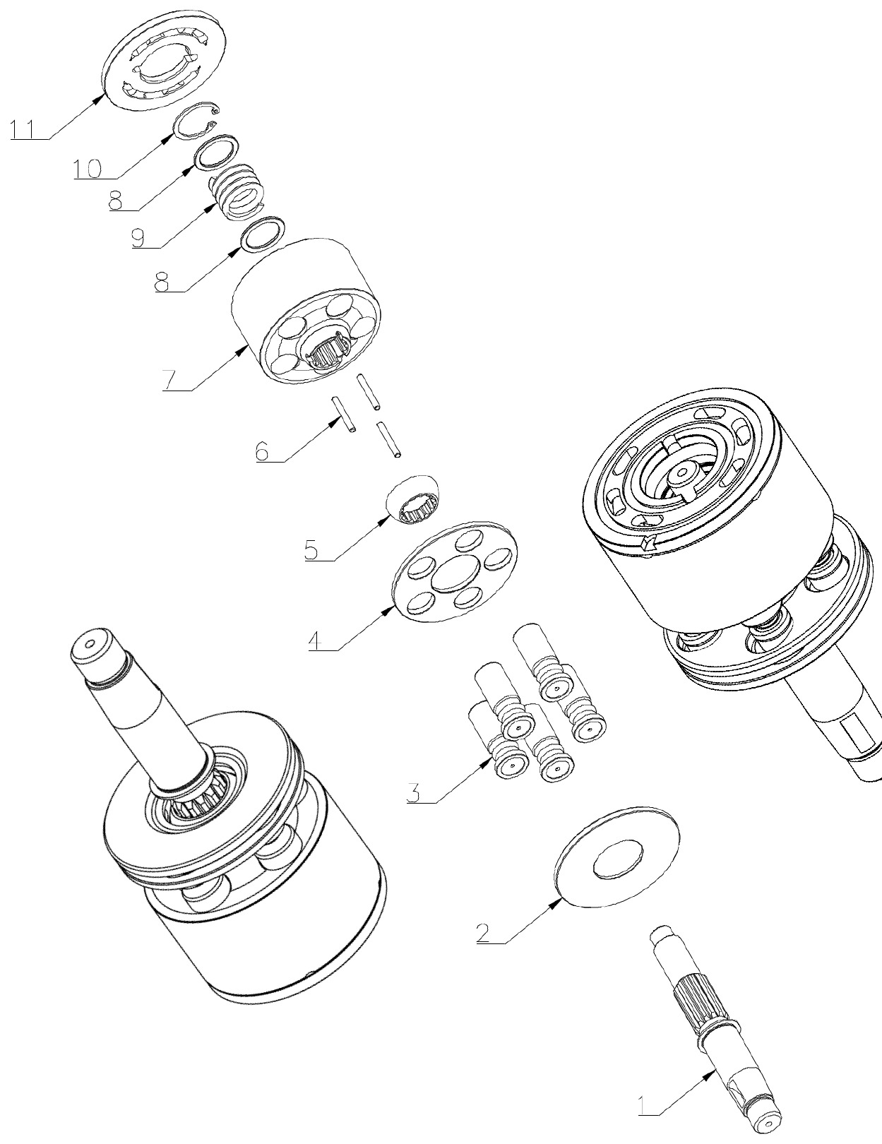 Komatsu D51/D61 (LMF16/LMF38) Travel Motor exploded parts diagram