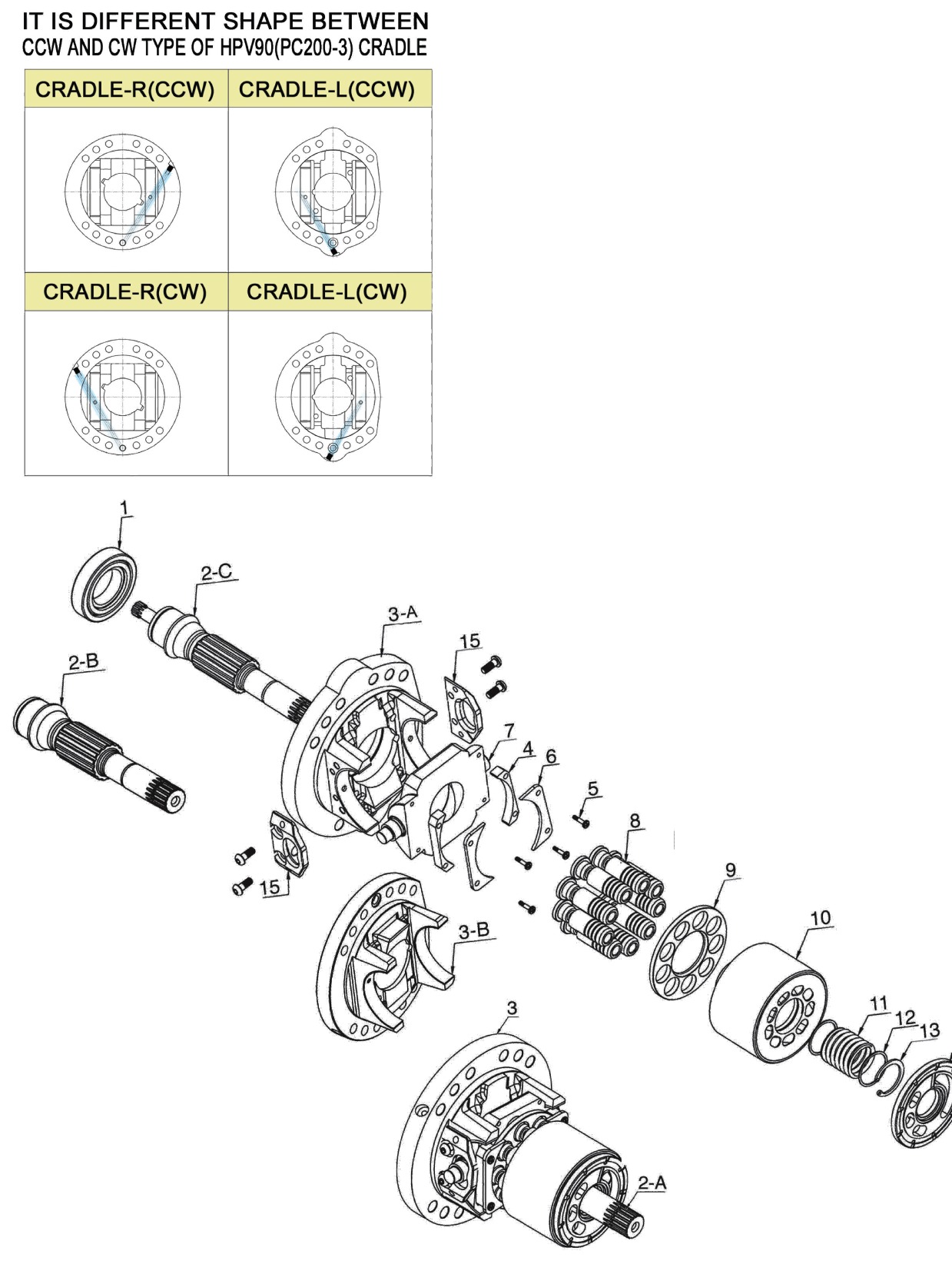 Komatsu HPV Series Gear Pump exploded parts diagram