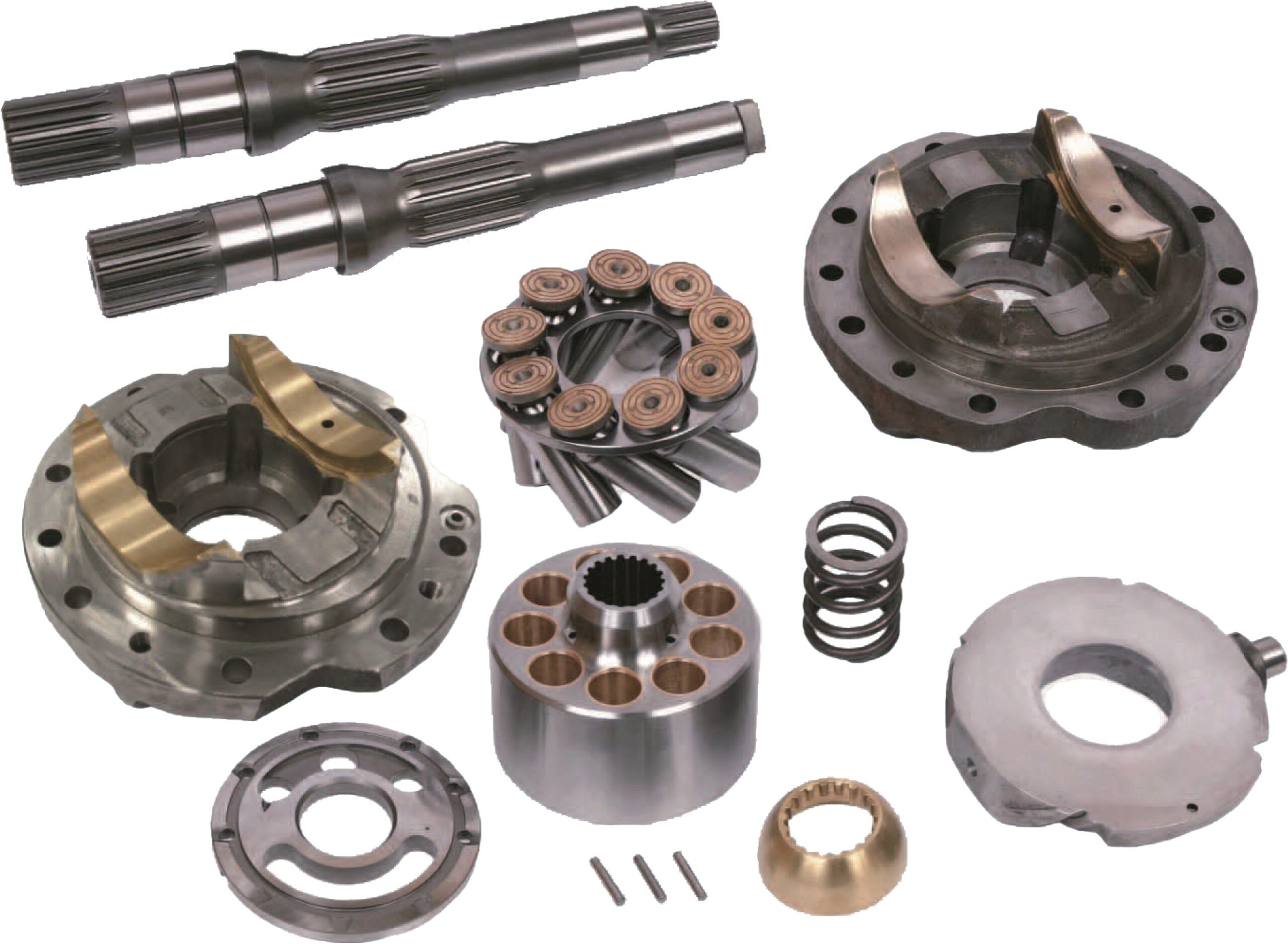 Komatsu HPV75 Hydraulic Pump Parts — cylinder blocks, valve plates, drive shafts, piston shoes and pistons