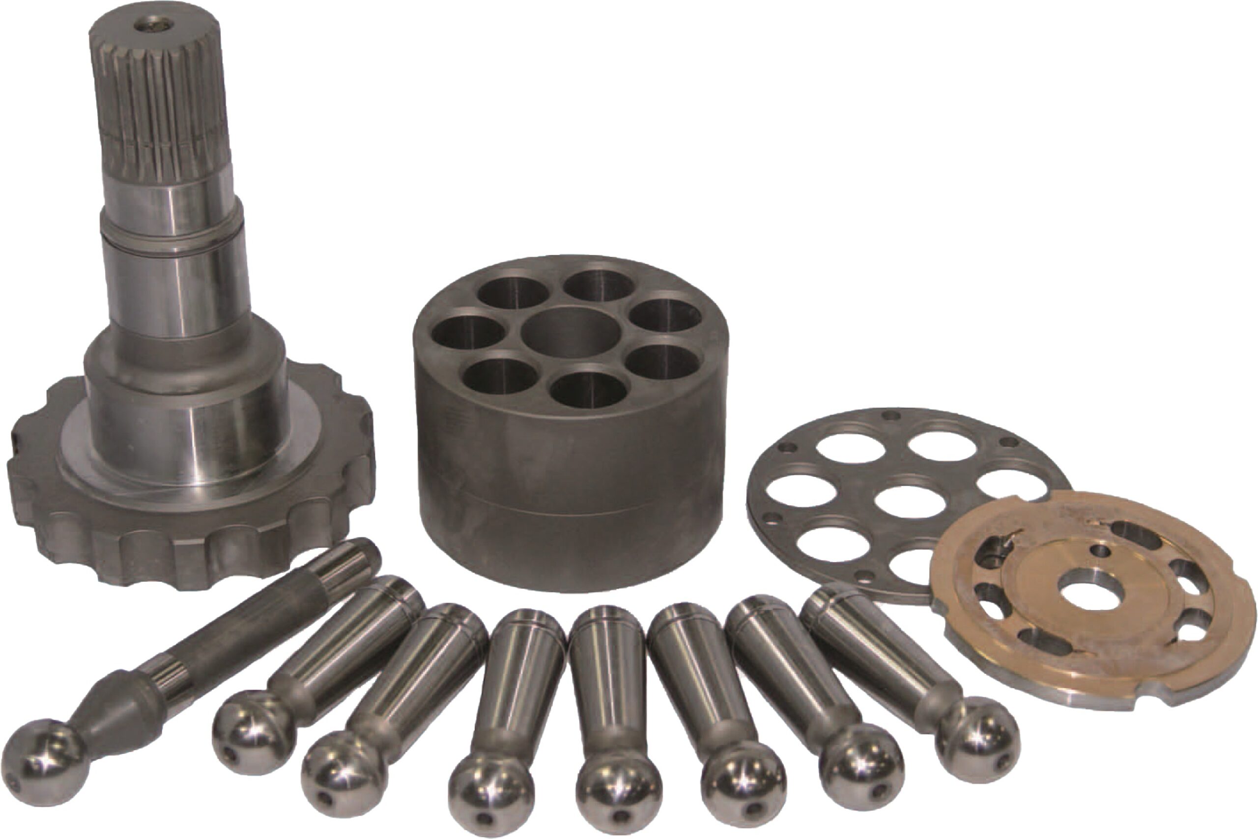 Komatsu KMF125/230 Swing Motor Parts — cylinder blocks, valve plates, drive shafts and pistons