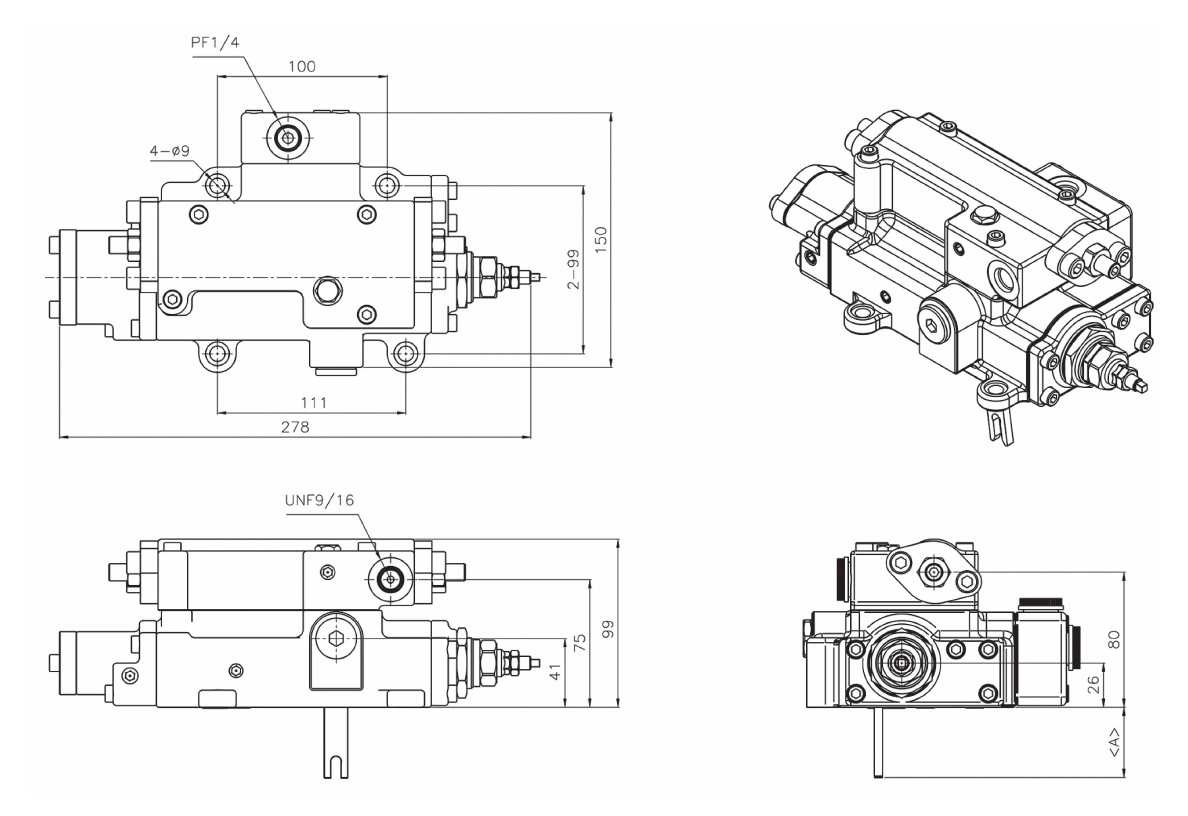 Pump Regulator for Caterpillar (3L2E/3L4E) dimension drawing