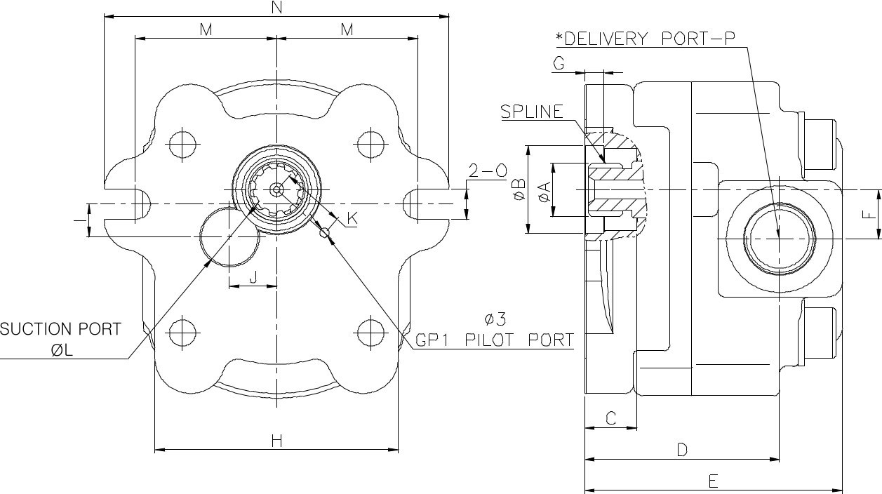 PVD Series Gear Pumps (Single) dimension drawing