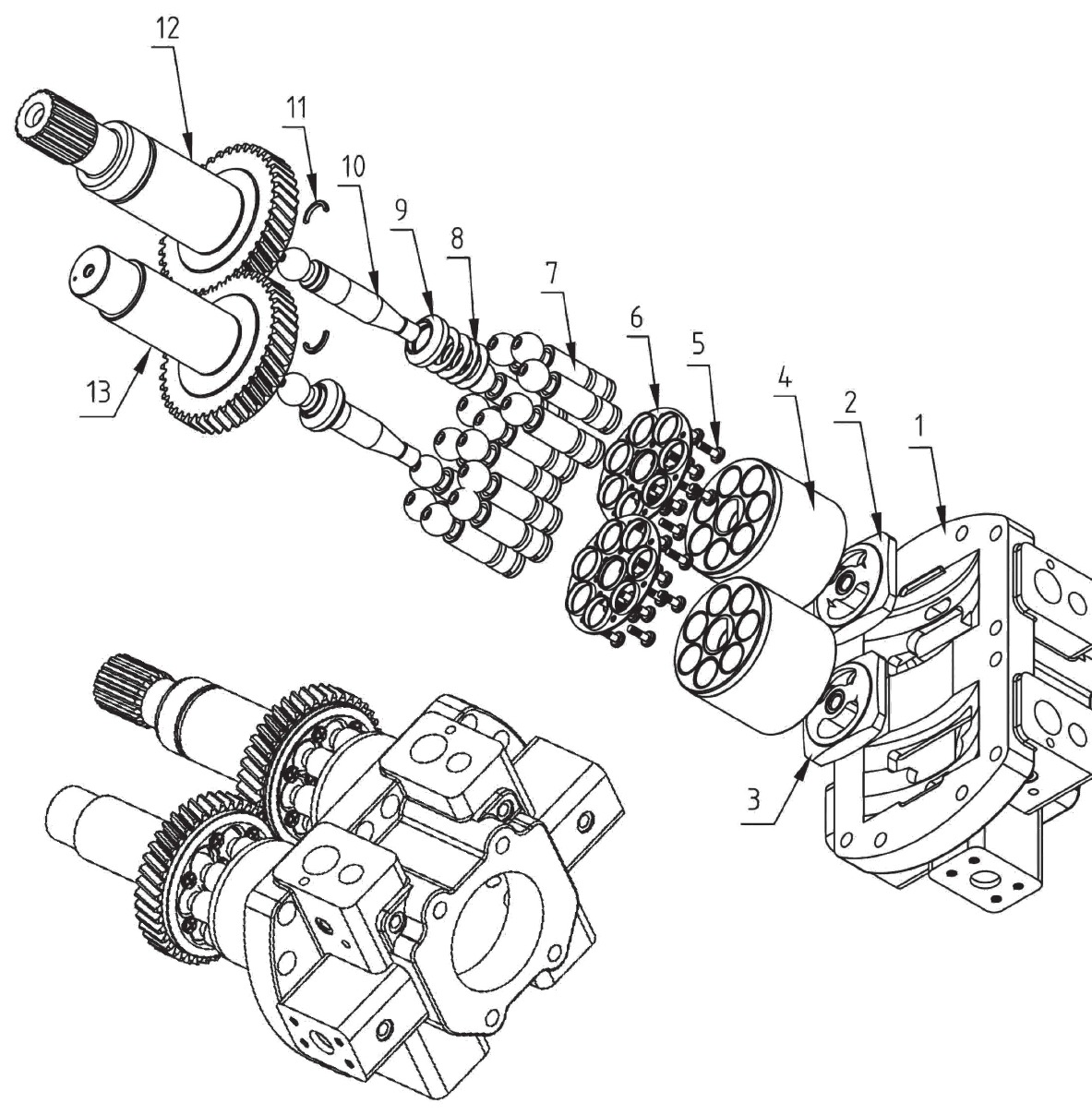 Rexroth A8V (SR1R) Hydraulic Pump exploded parts diagram